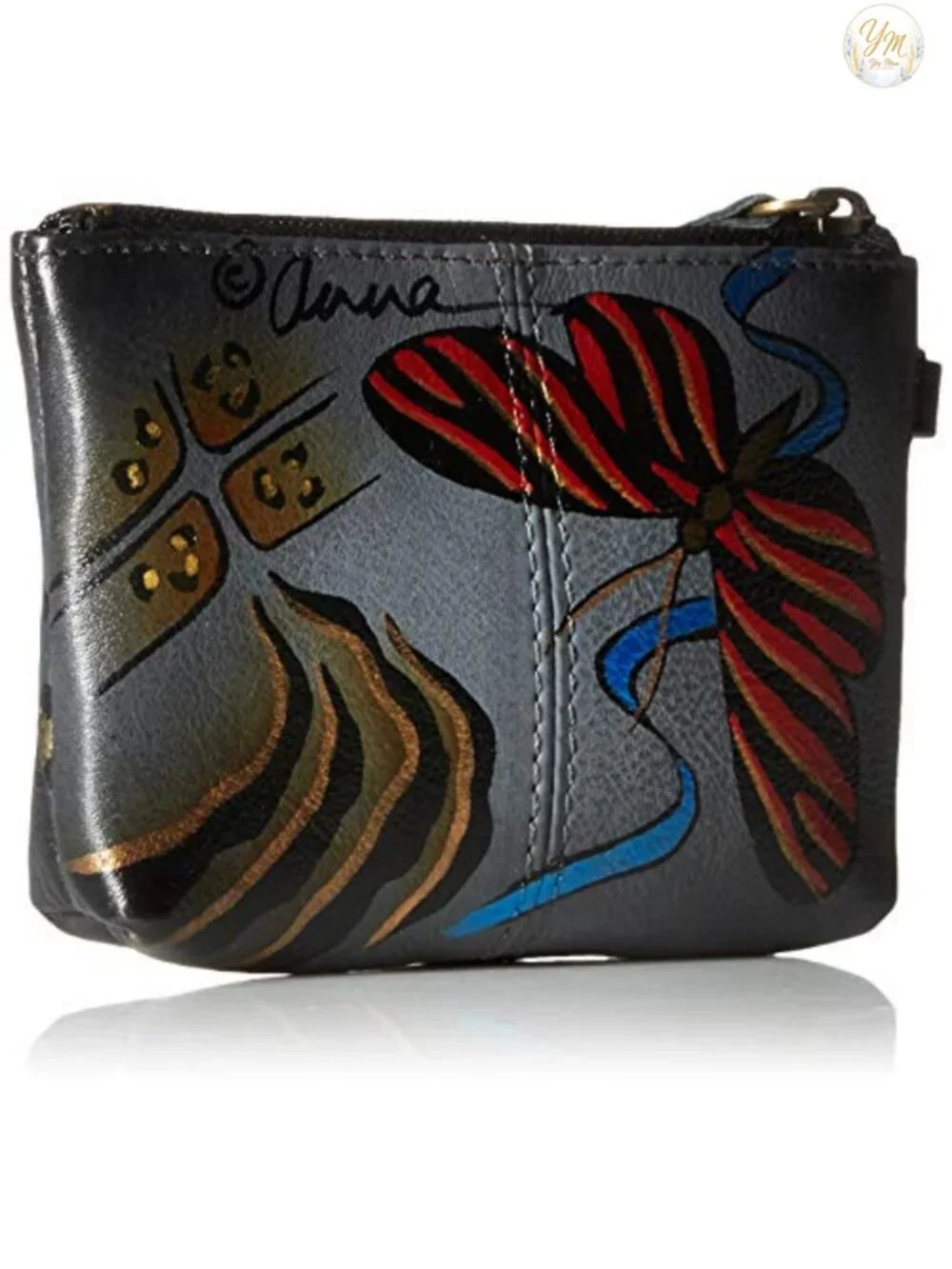 Hand Painted Leather Coin Pouch Purse